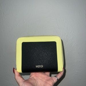 Mersi NWT Wallet Black and yellow Vegan Leather
